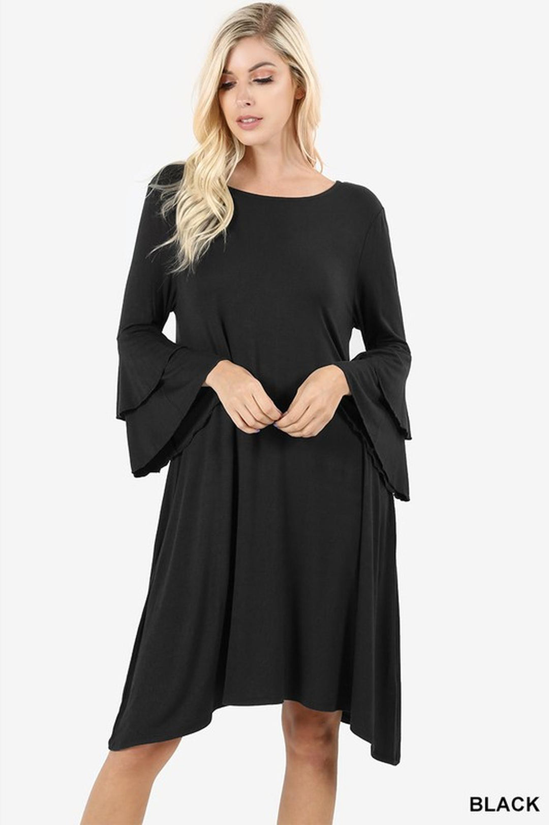 Premium Double Bell Sleeve Asymmetrical Rayon Tunic / Dress