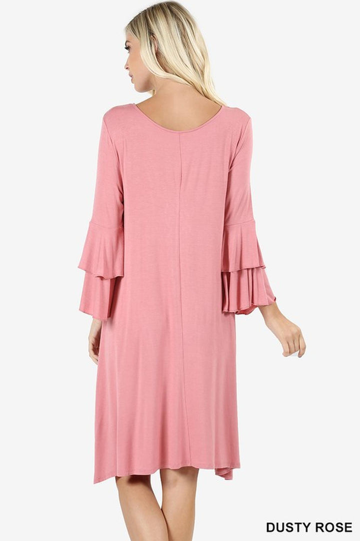 Premium Double Bell Sleeve Asymmetrical Rayon Tunic / Dress