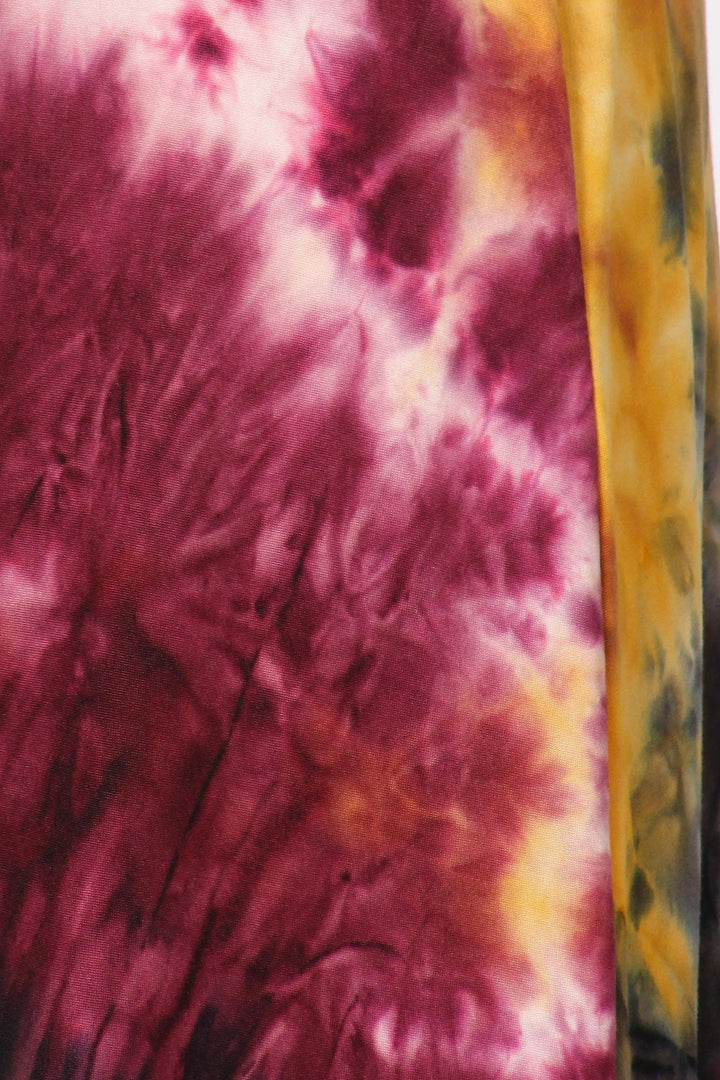 Tie Dye Ruched Split Front Maxi Duster Tube Top