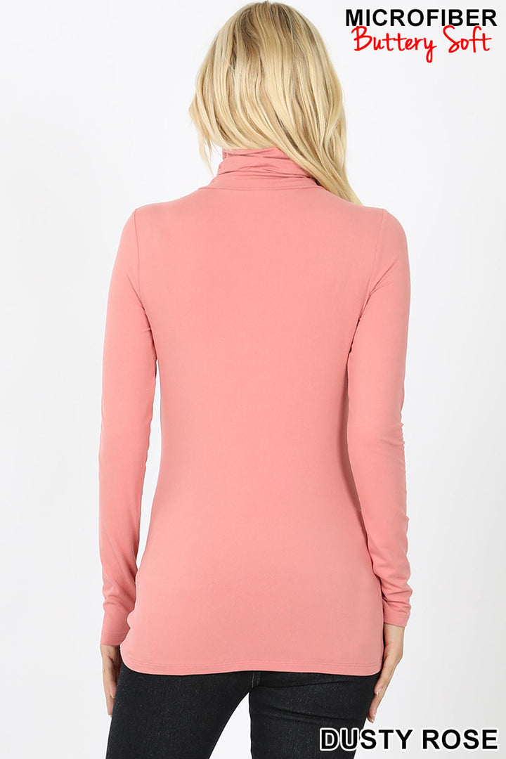 Brushed Microfiber Mock Neck Top