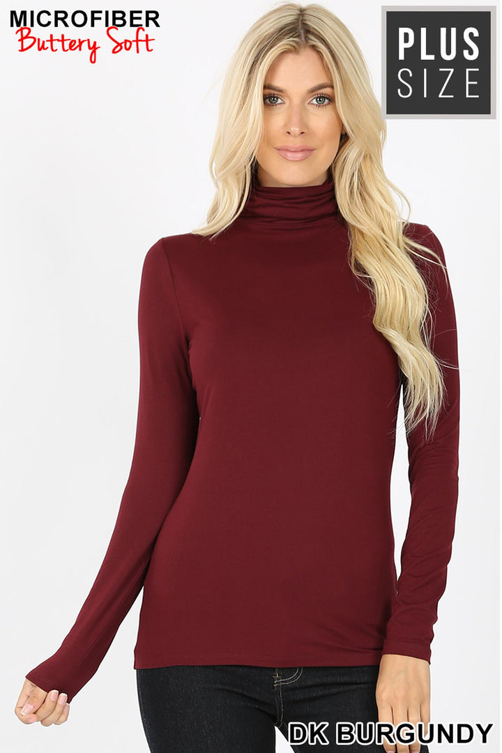 Brushed Microfiber Mock Neck Plus Size Top