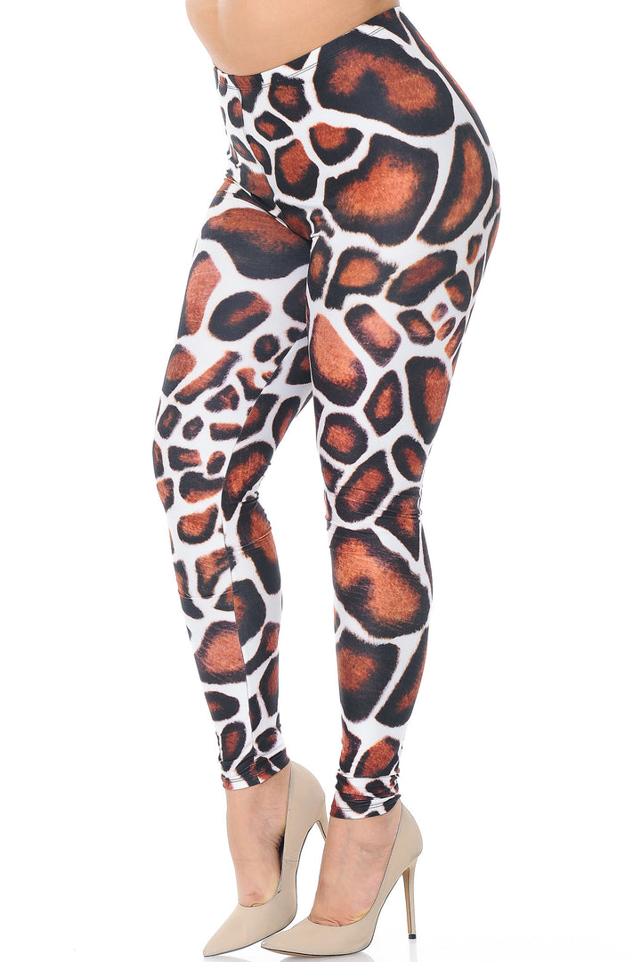 Creamy Soft Giraffe Print Plus Size Leggings - USA Fashion
