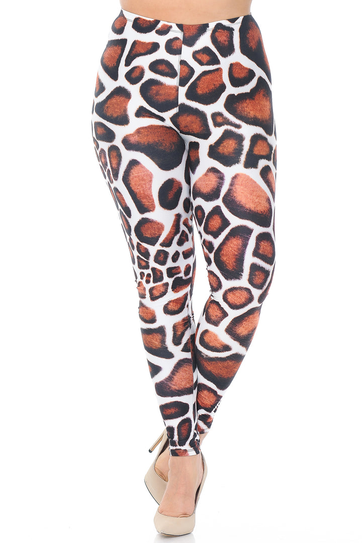 Creamy Soft Giraffe Print Plus Size Leggings - USA Fashion