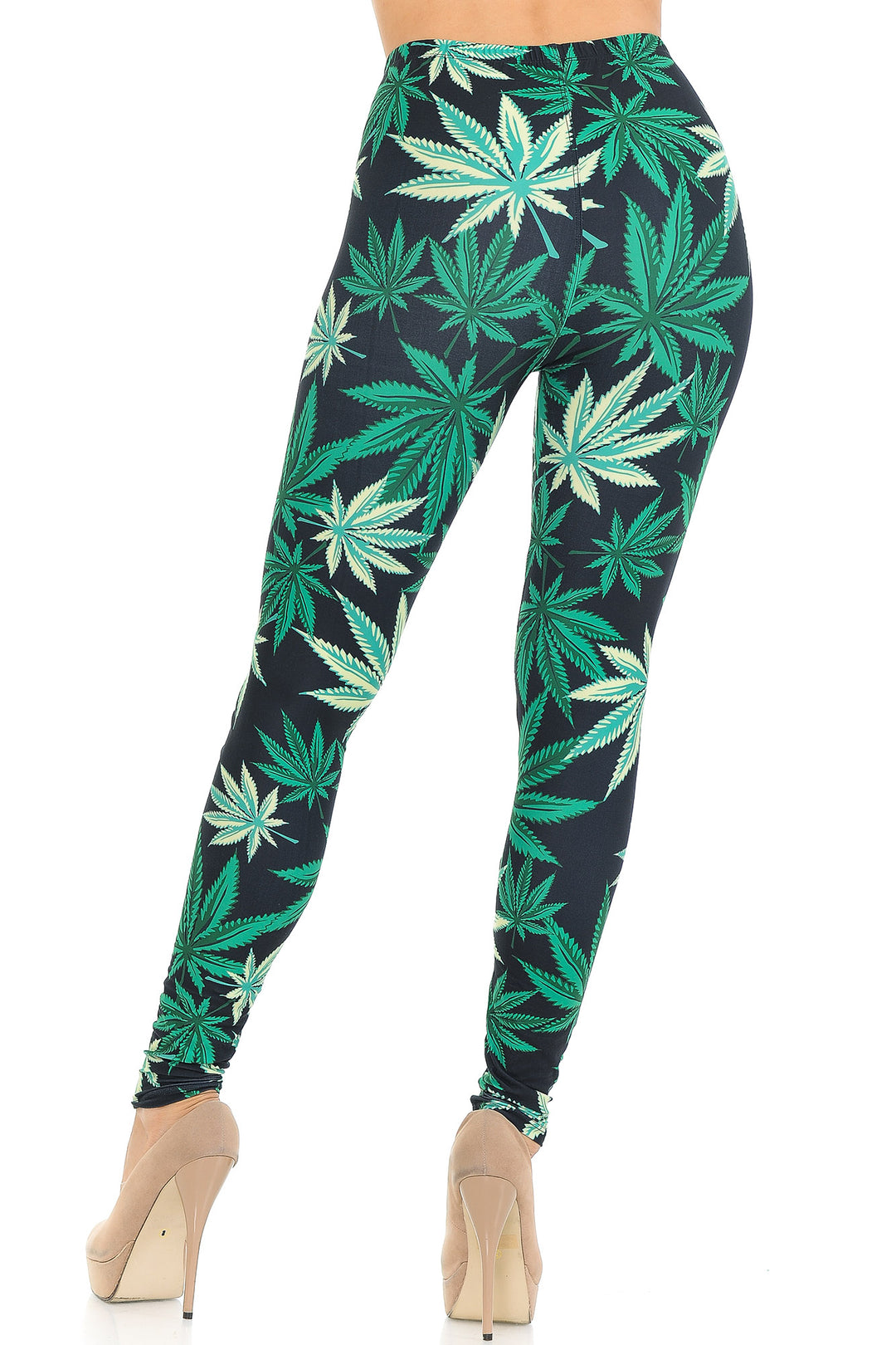 Creamy Soft Black Weed Extra Small Leggings - USA Fashion