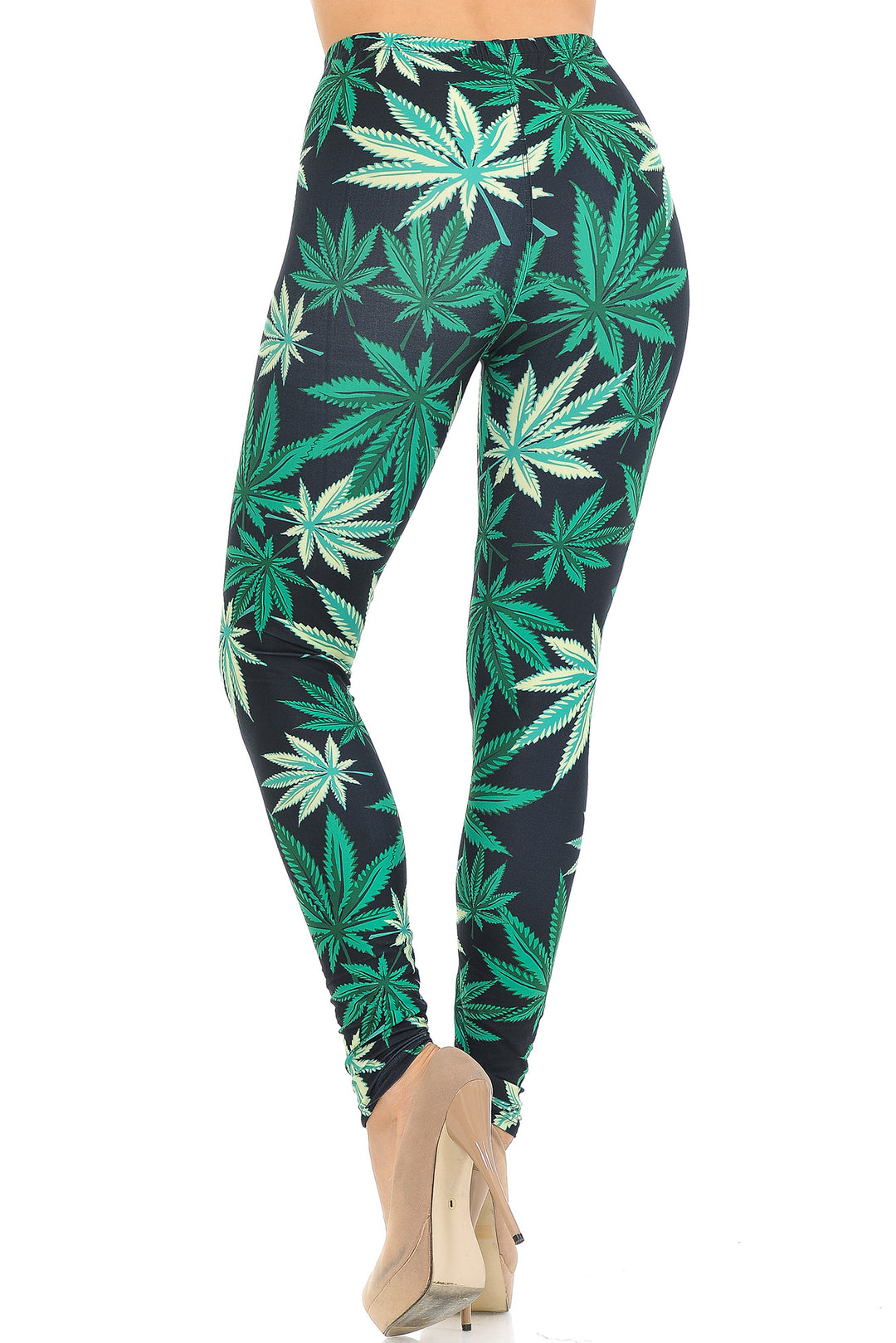 Creamy Soft Black Weed Extra Small Leggings - USA Fashion
