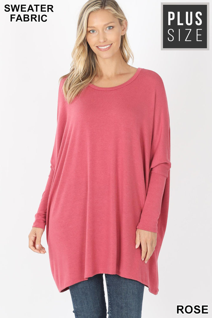 Oversized Round Neck Poncho Plus Size Sweater