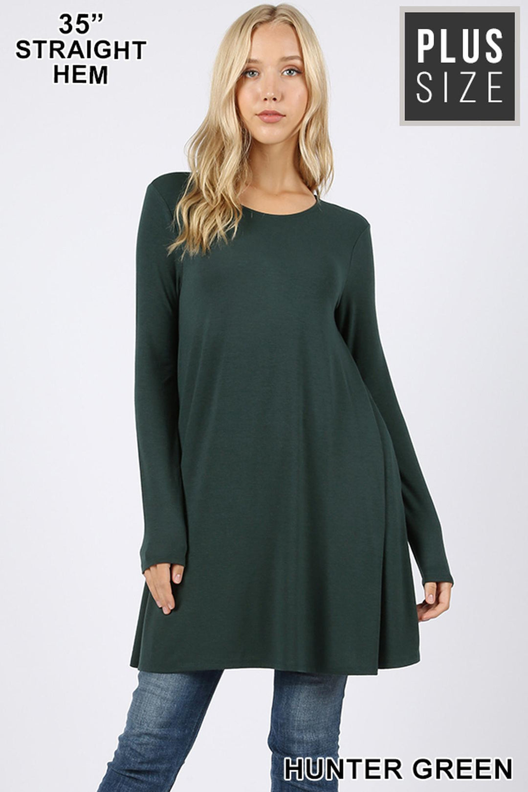 Long Sleeve Plus Size Swing Tunic with Pockets