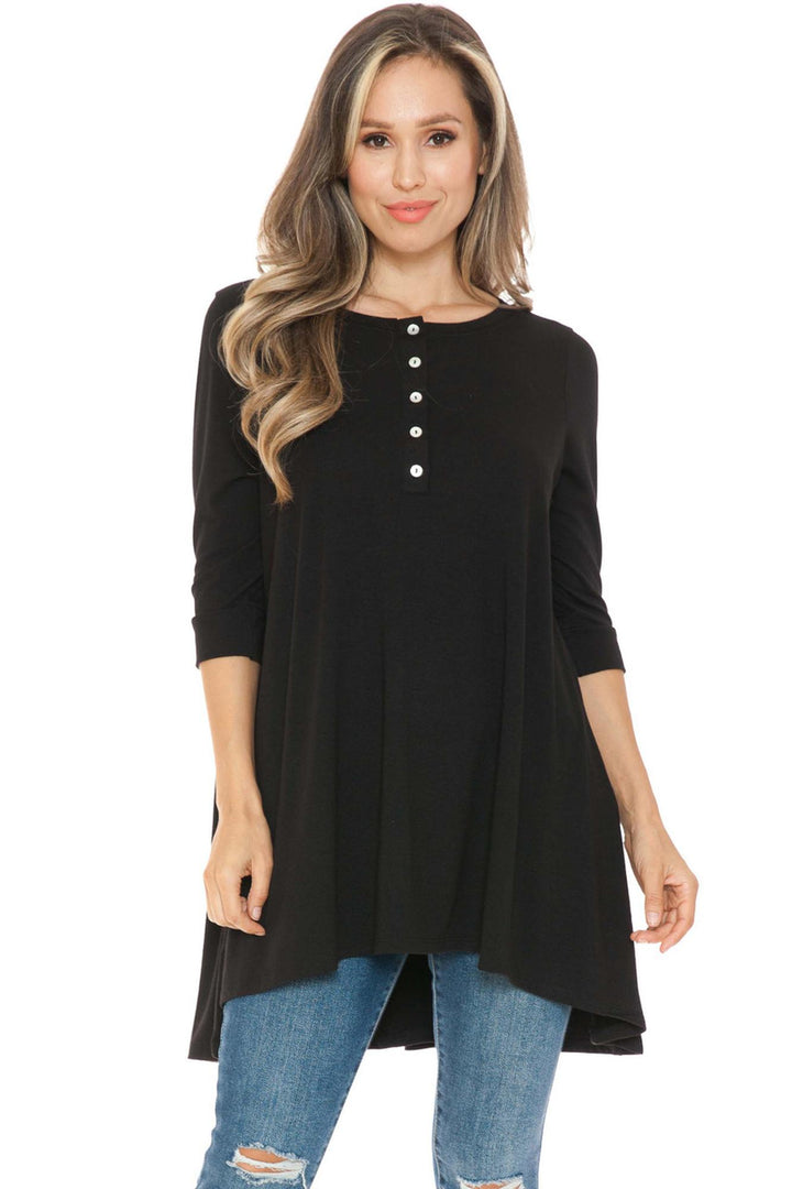 Button Up 3/4 Sleeve Casual Top
