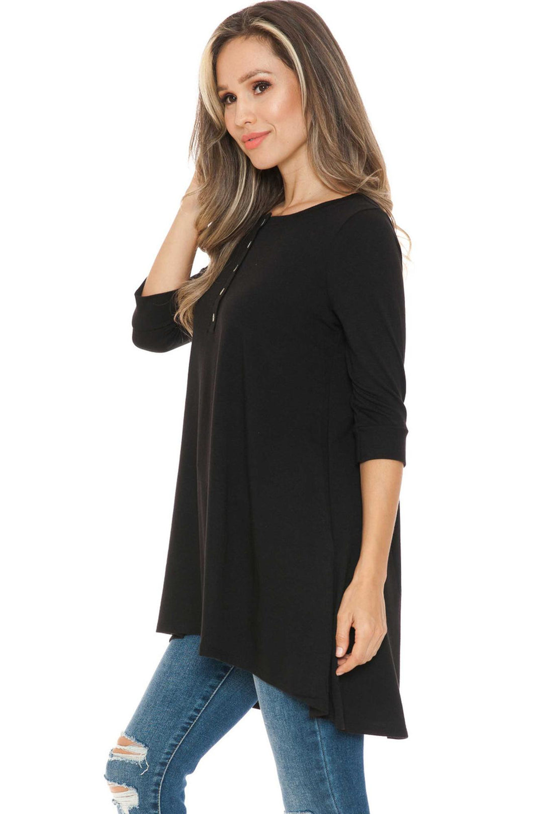 Button Up 3/4 Sleeve Casual Top