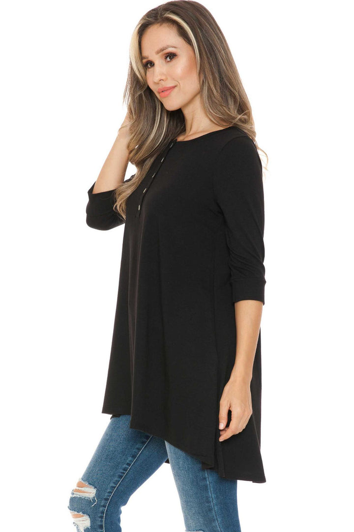 Button Up 3/4 Sleeve Casual Top