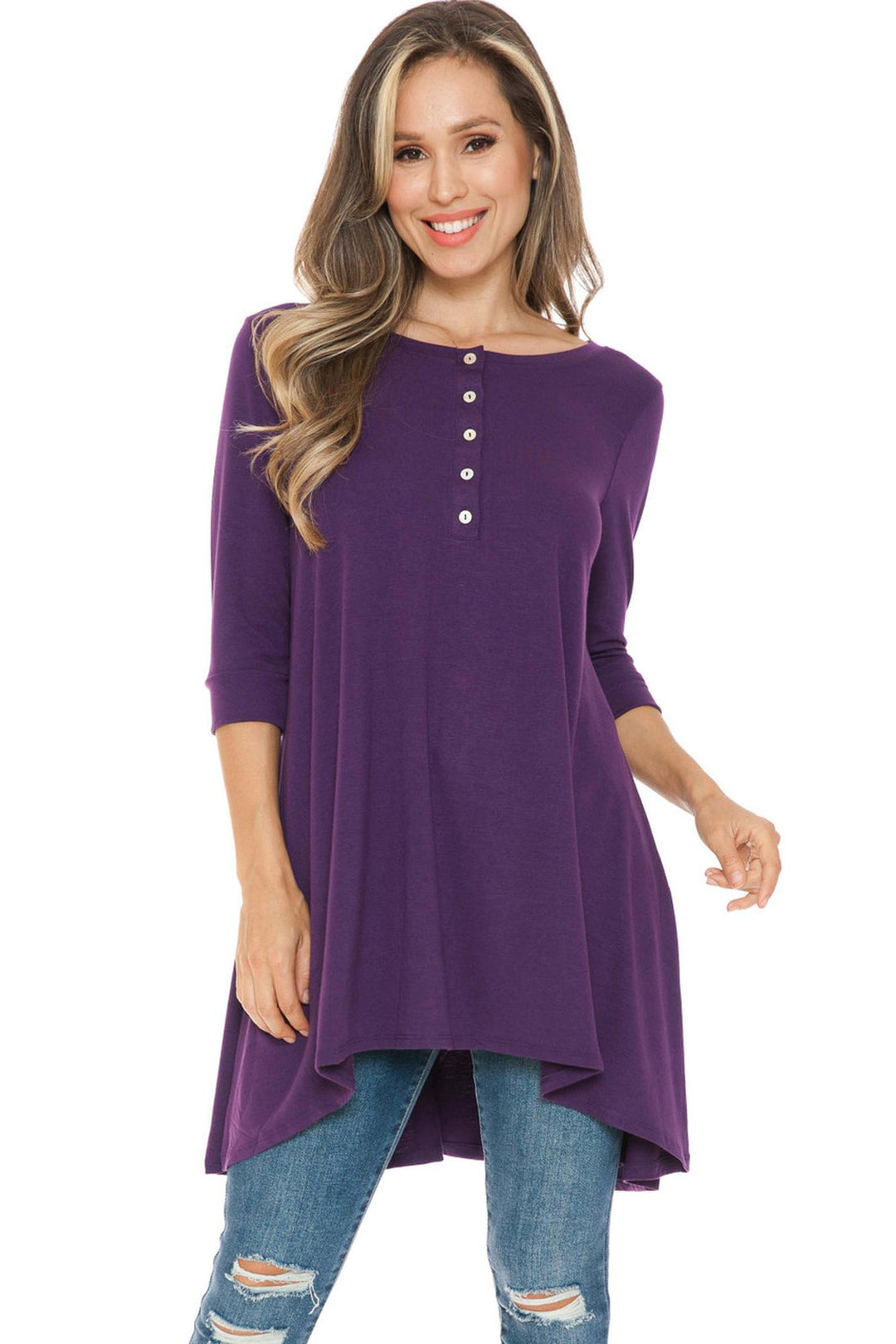 Button Up 3/4 Sleeve Casual Top