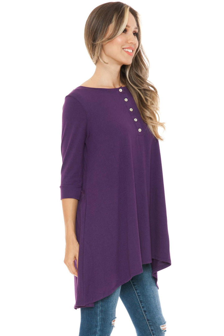 Button Up 3/4 Sleeve Casual Top