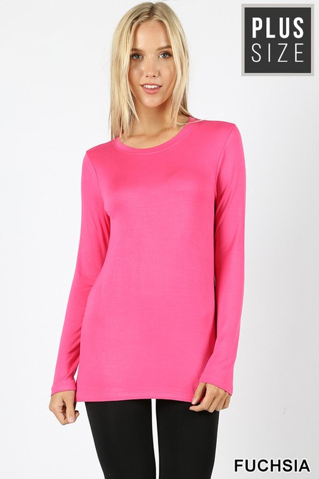 Premium Round Neck Long Sleeve Rayon Plus Size Top