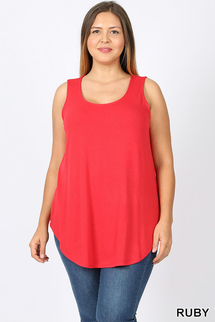 Premium Round Neck Round Hem Plus Size Tank Top