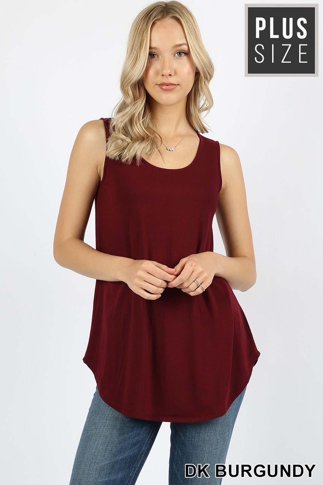 Premium Round Neck Round Hem Plus Size Tank Top