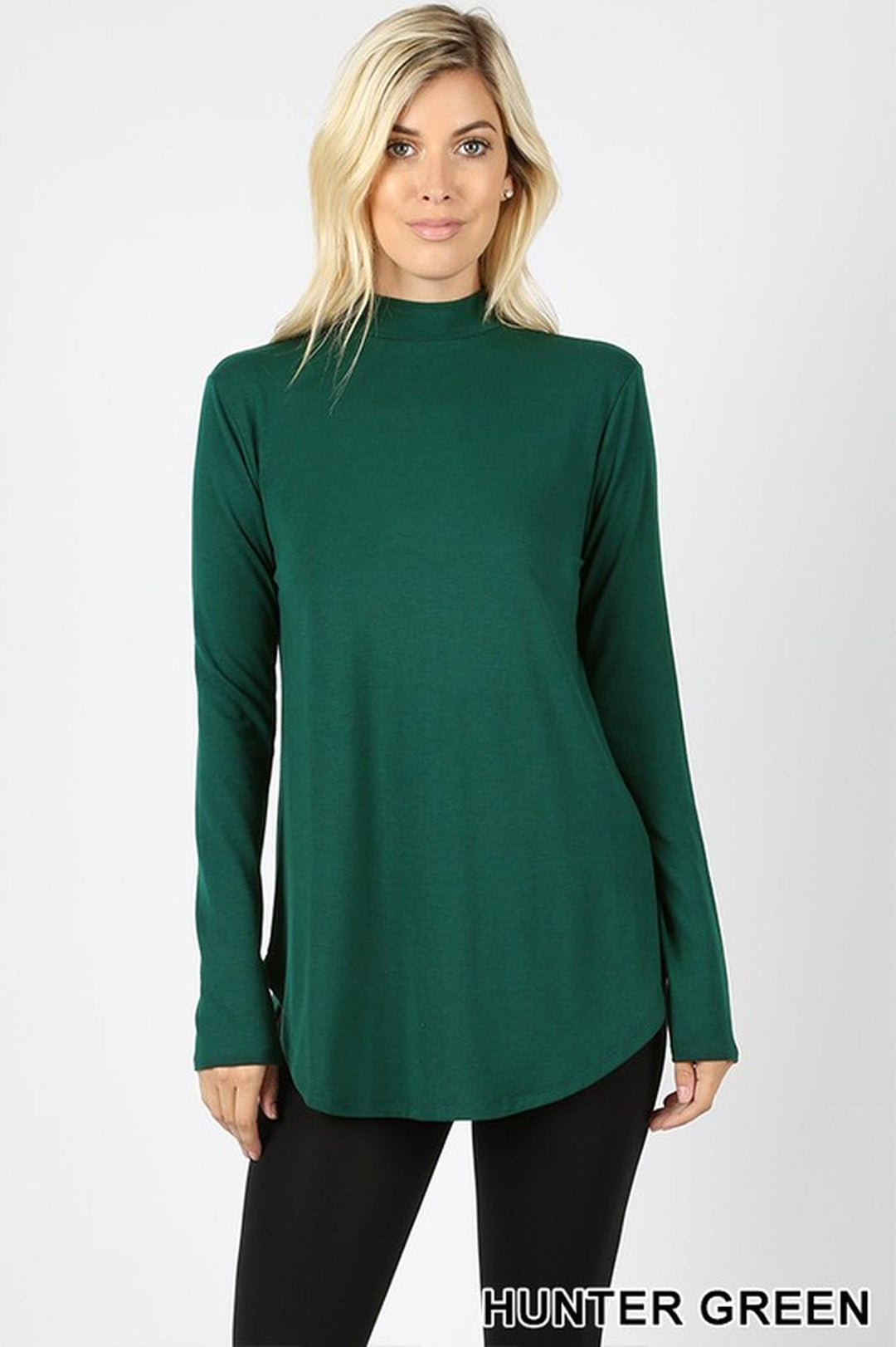 Premium Long Sleeve Mock Neck Round Hem Plus Size Top