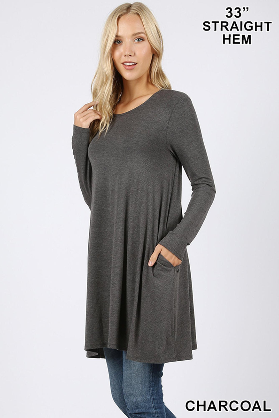 Long Sleeve Swing Tunic with Pockets