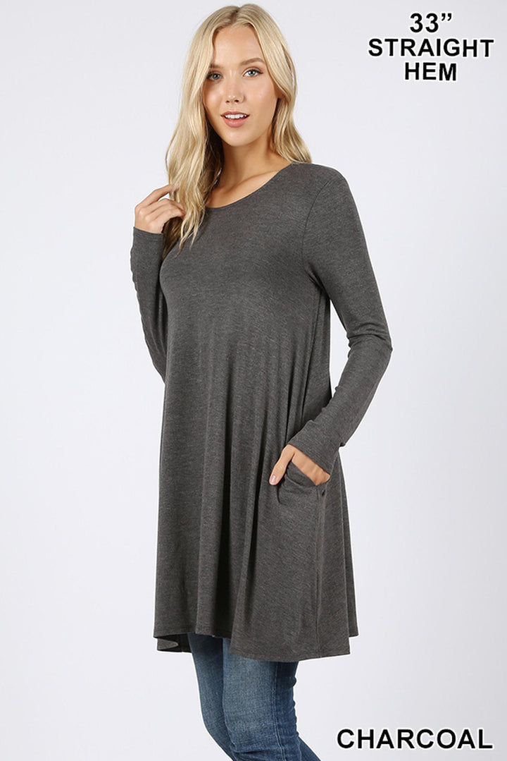 Long Sleeve Swing Tunic with Pockets