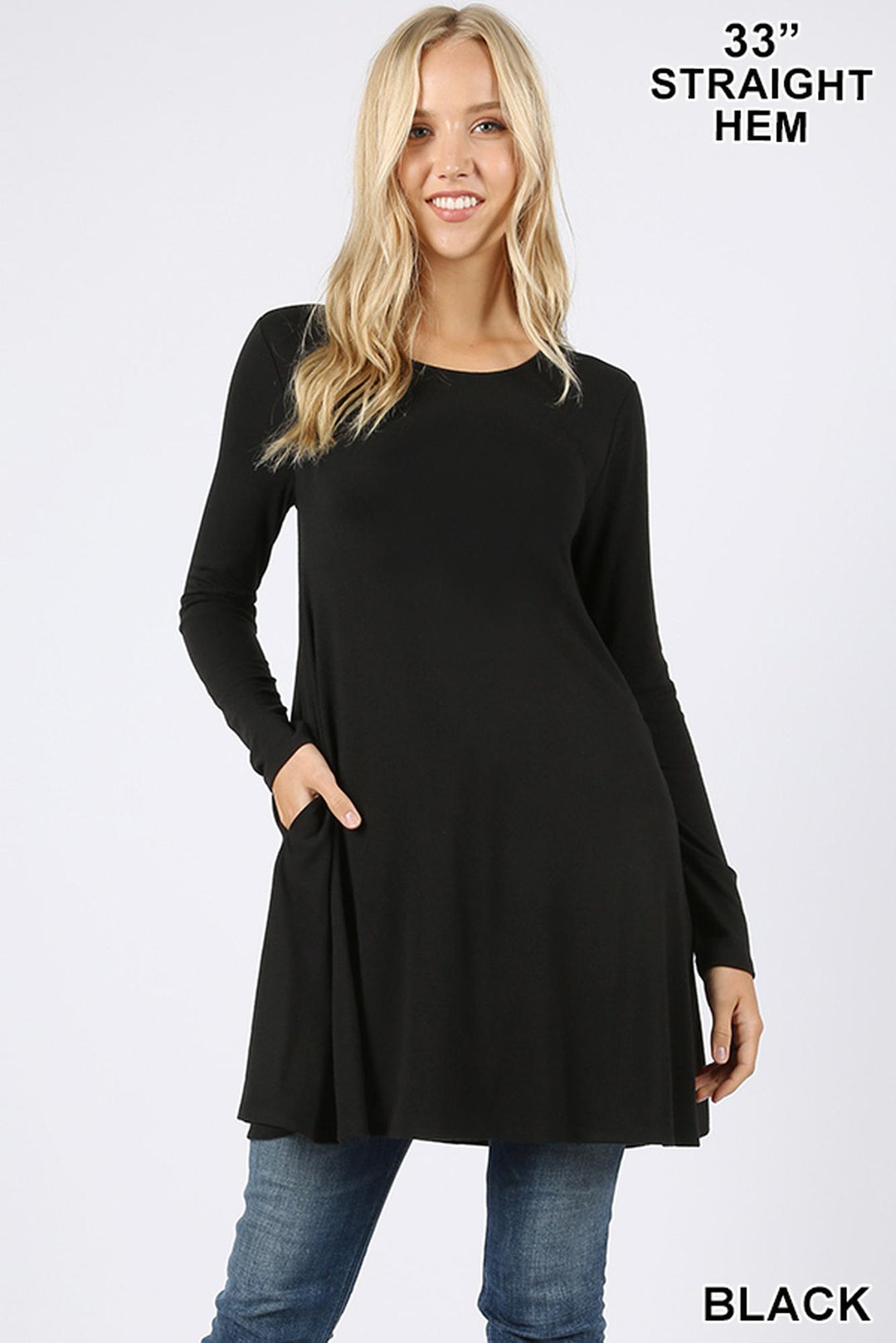 Long Sleeve Swing Tunic with Pockets