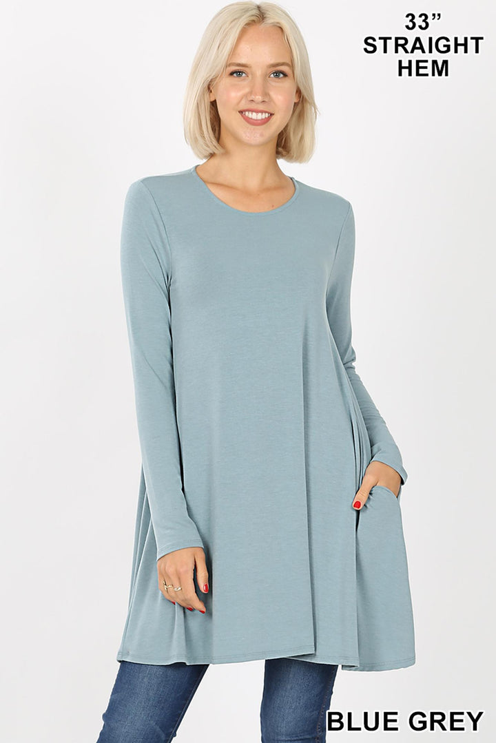 Long Sleeve Swing Tunic with Pockets