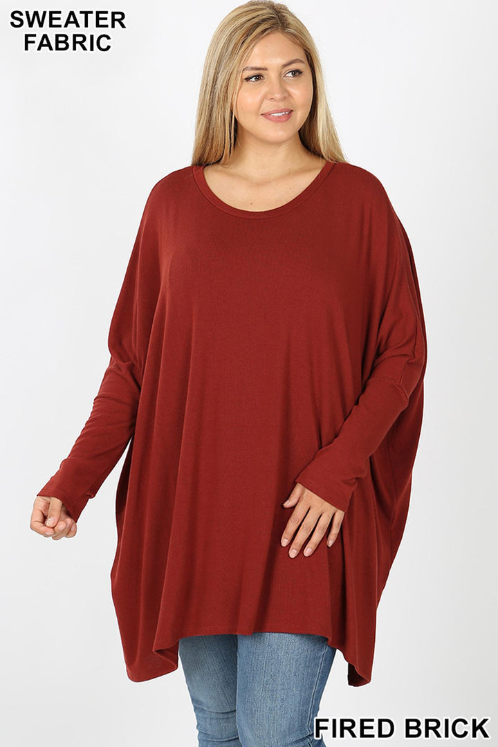 Oversized Round Neck Poncho Plus Size Sweater
