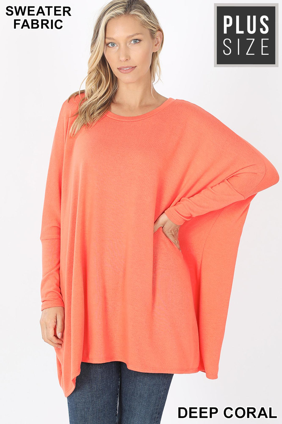 Oversized Round Neck Poncho Plus Size Sweater
