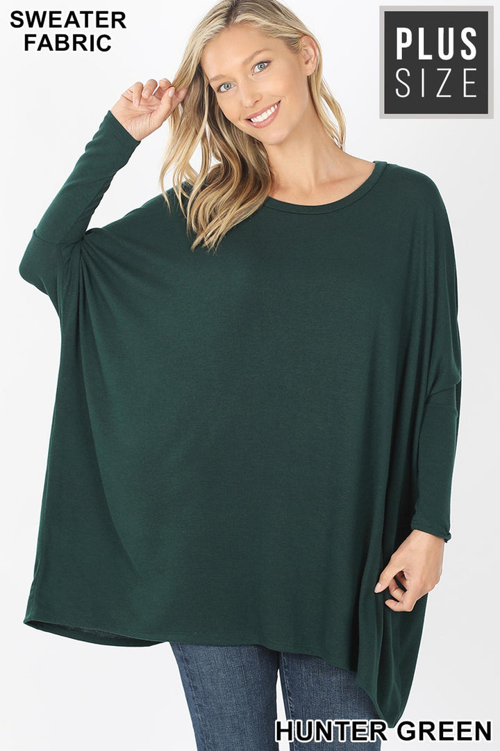 Oversized Round Neck Poncho Plus Size Sweater
