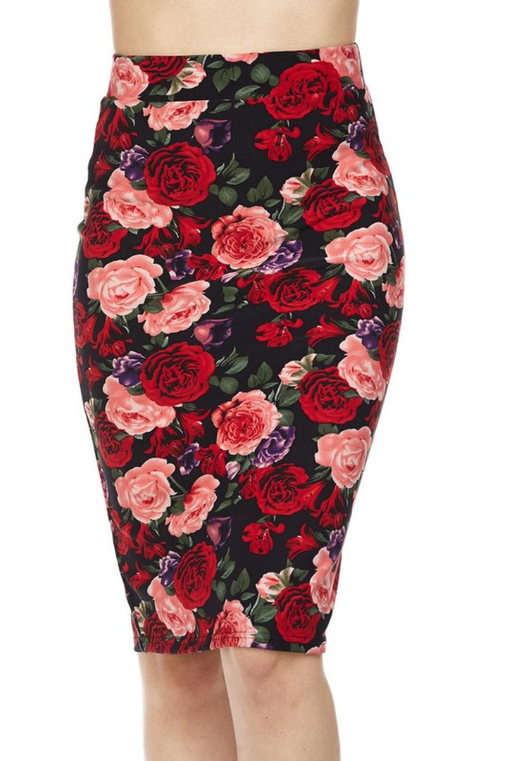 Silky Soft Scuba Vivid Rose Pencil Skirt