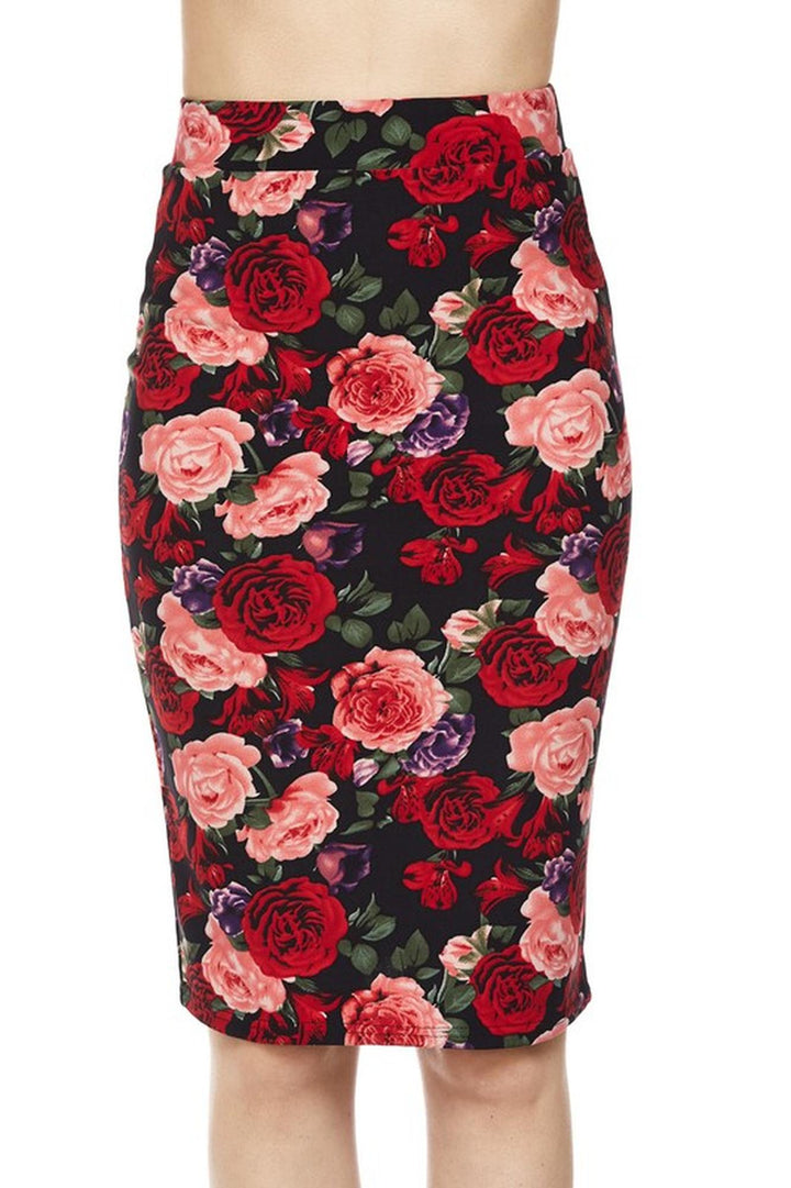 Silky Soft Scuba Vivid Rose Pencil Skirt
