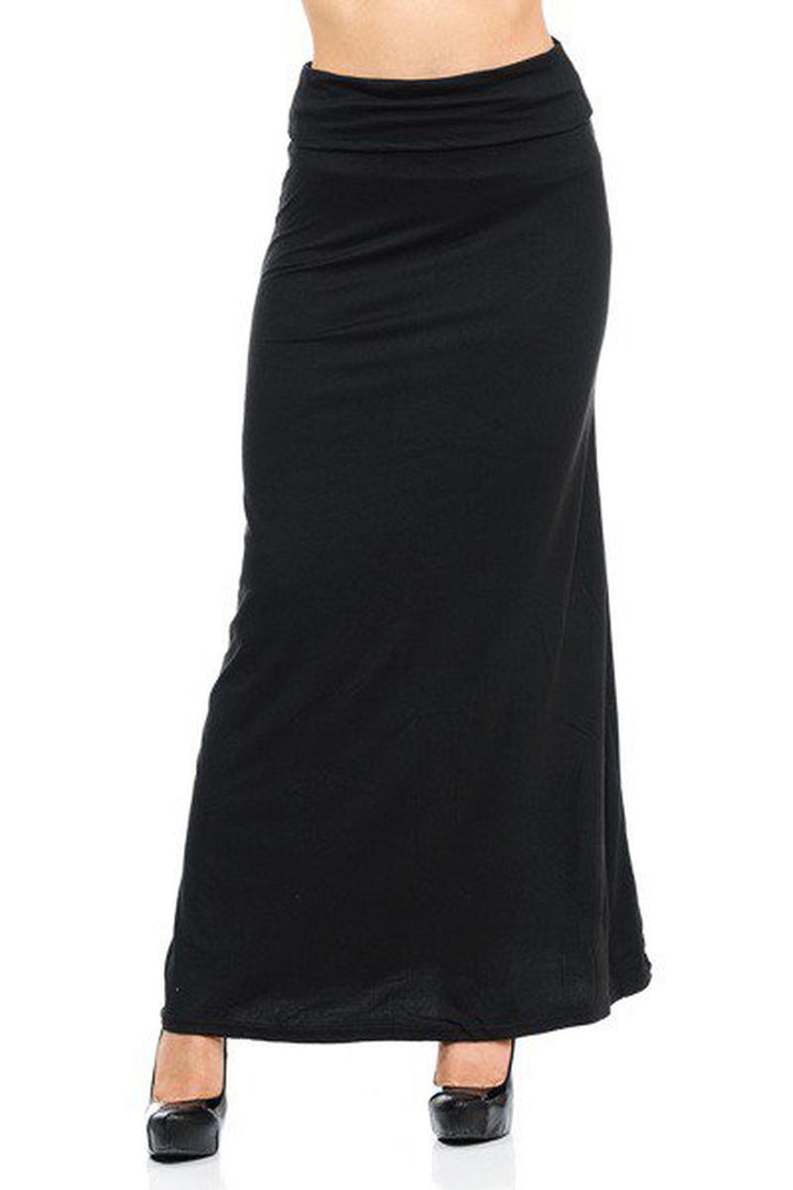 Buttery Smooth Solid Black Maxi Skirt OSReg