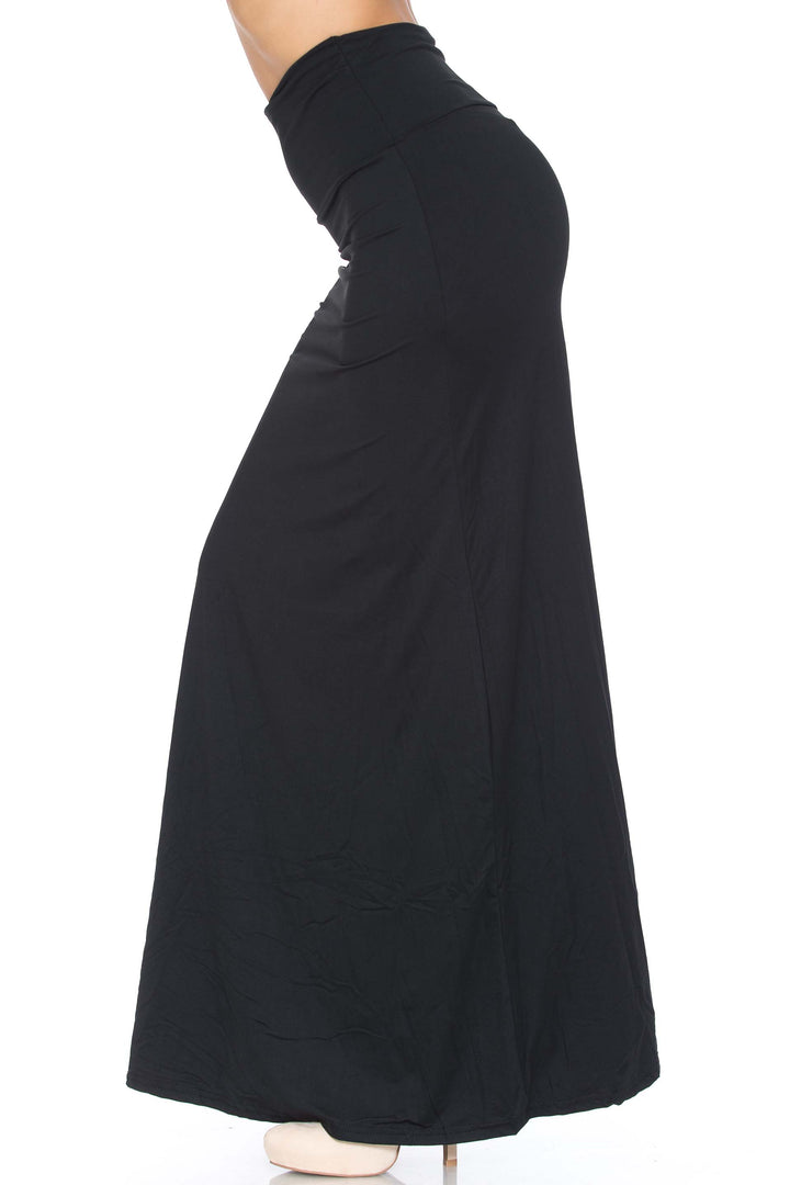 Buttery Smooth Solid Black Maxi Skirt OSReg