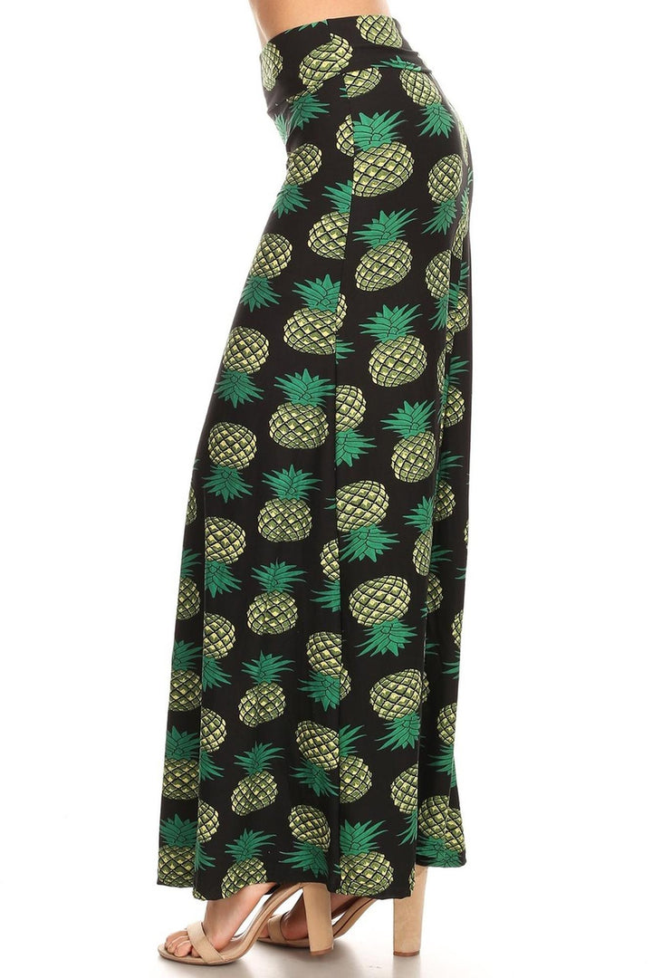 Buttery Soft Green Pineapple Maxi Skirt