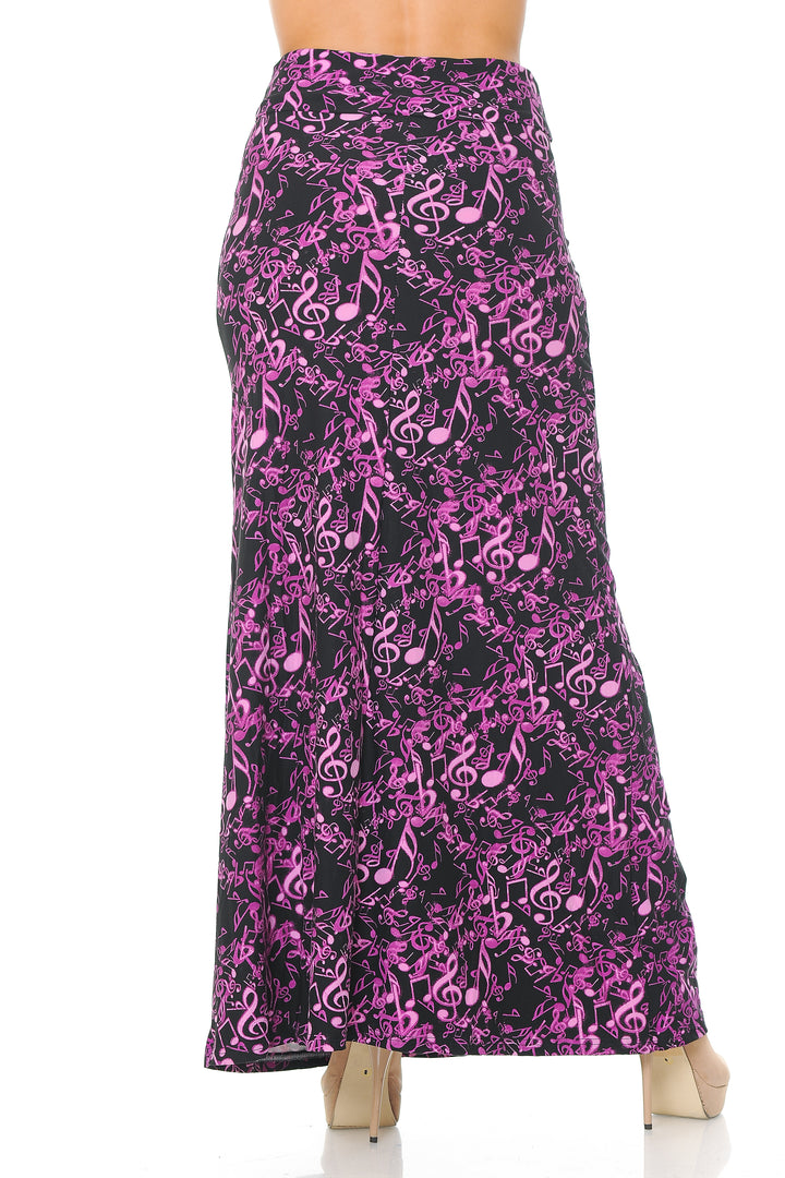 Buttery Soft Electric Fuchsia Music Note Maxi Skirt