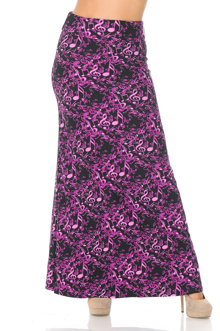 Buttery Soft Electric Fuchsia Music Note Maxi Skirt