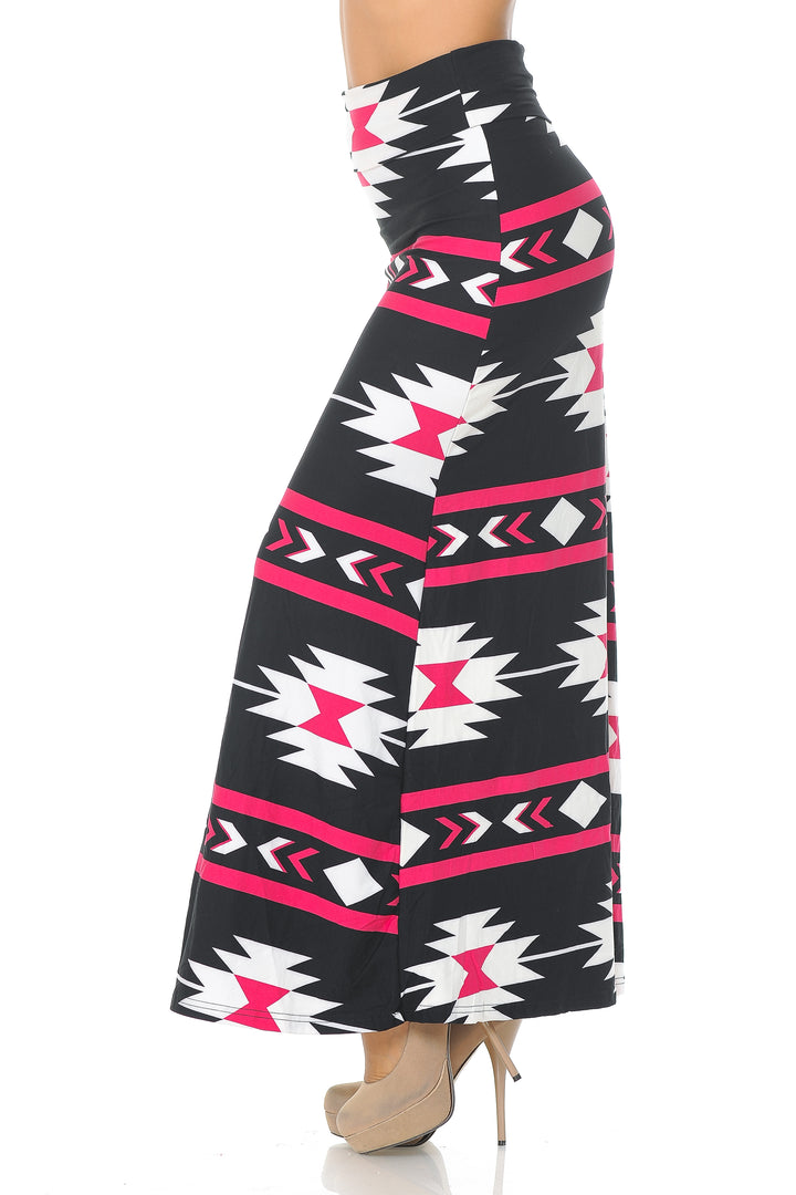 Buttery Soft Magenta Aztec Tribal Plus Size Maxi Skirt