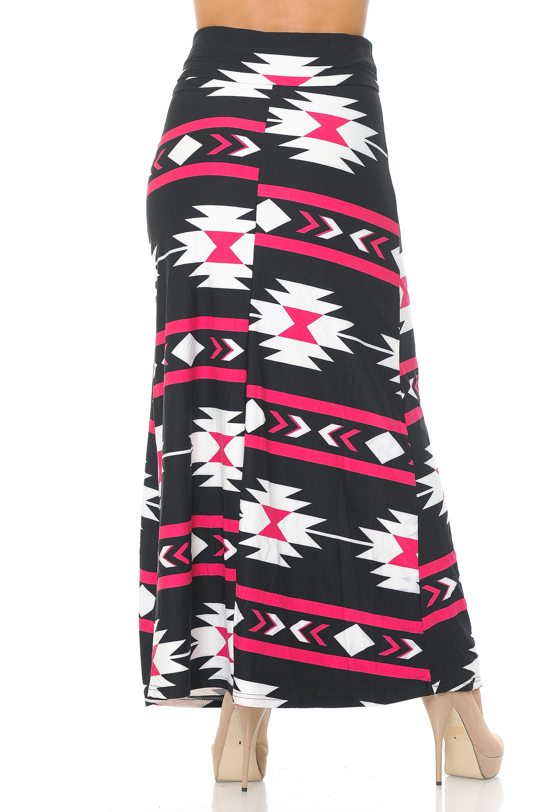 Buttery Soft Magenta Aztec Tribal Plus Size Maxi Skirt
