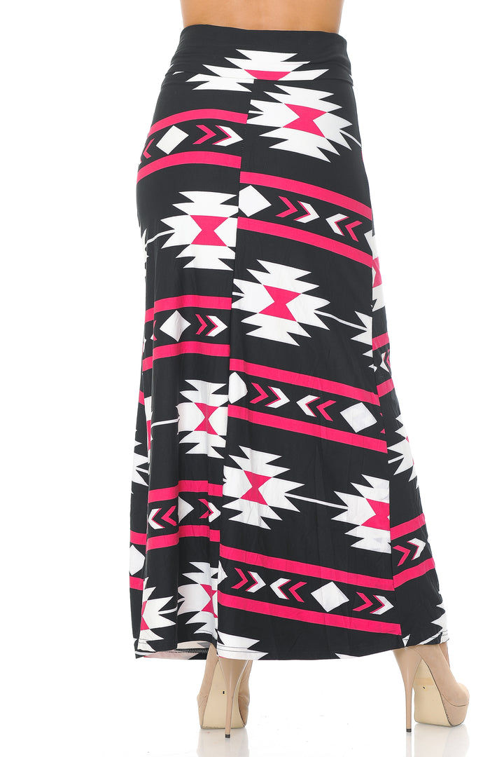 Buttery Soft Magenta Aztec Tribal Plus Size Maxi Skirt
