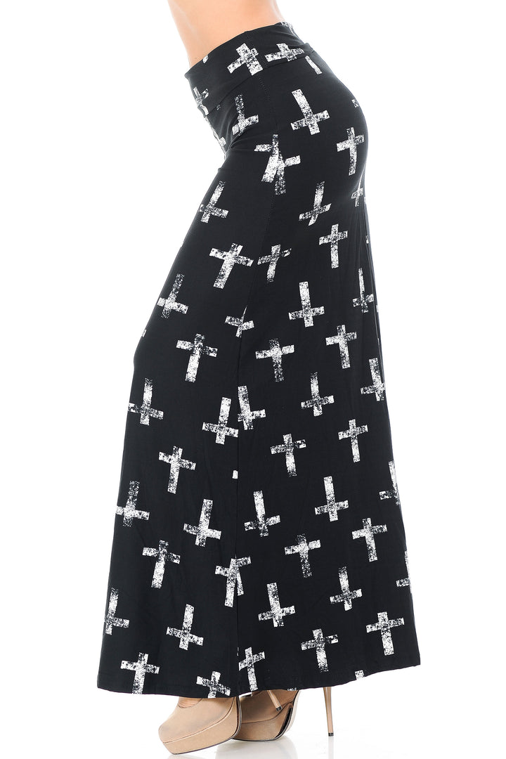 Buttery Soft Faded Cross Plus Size Maxi Skirt