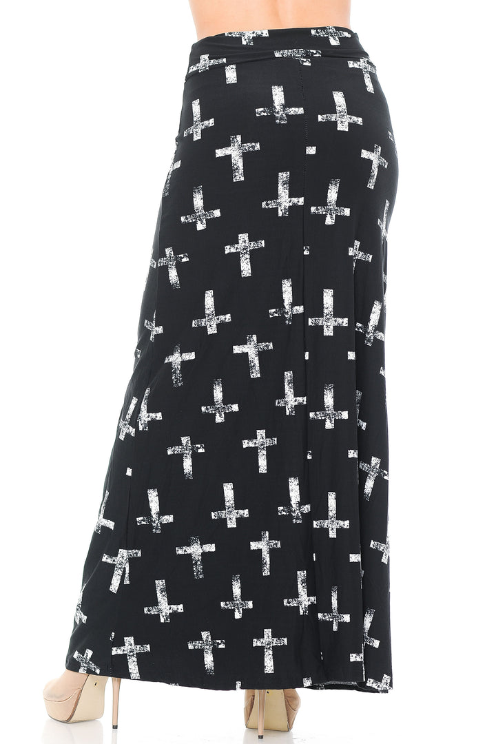 Buttery Soft Faded Cross Plus Size Maxi Skirt
