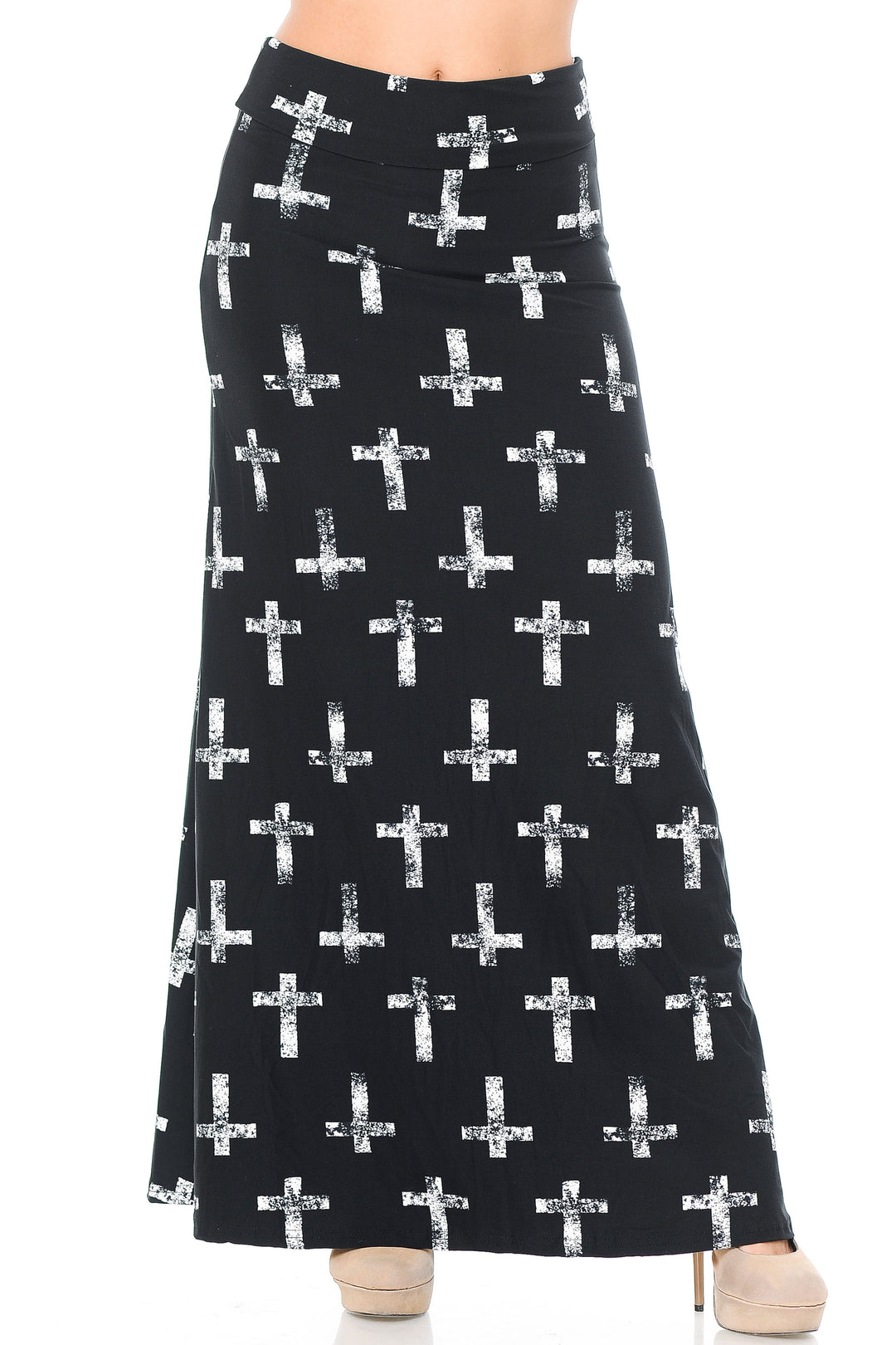Buttery Soft Faded Cross Plus Size Maxi Skirt