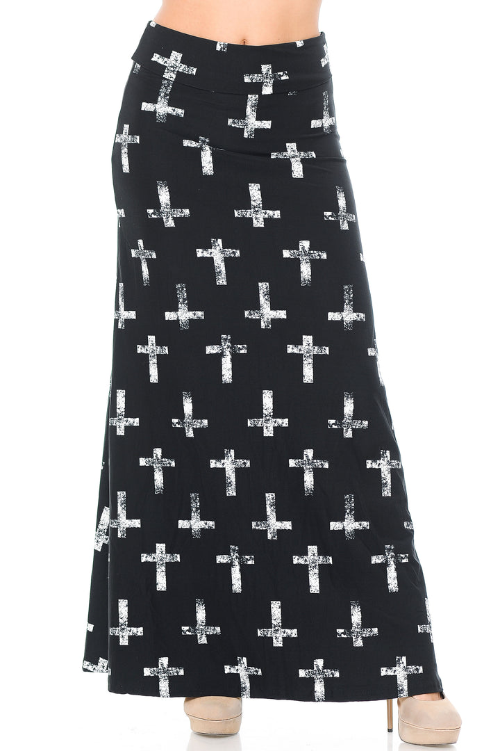 Buttery Soft Faded Cross Plus Size Maxi Skirt