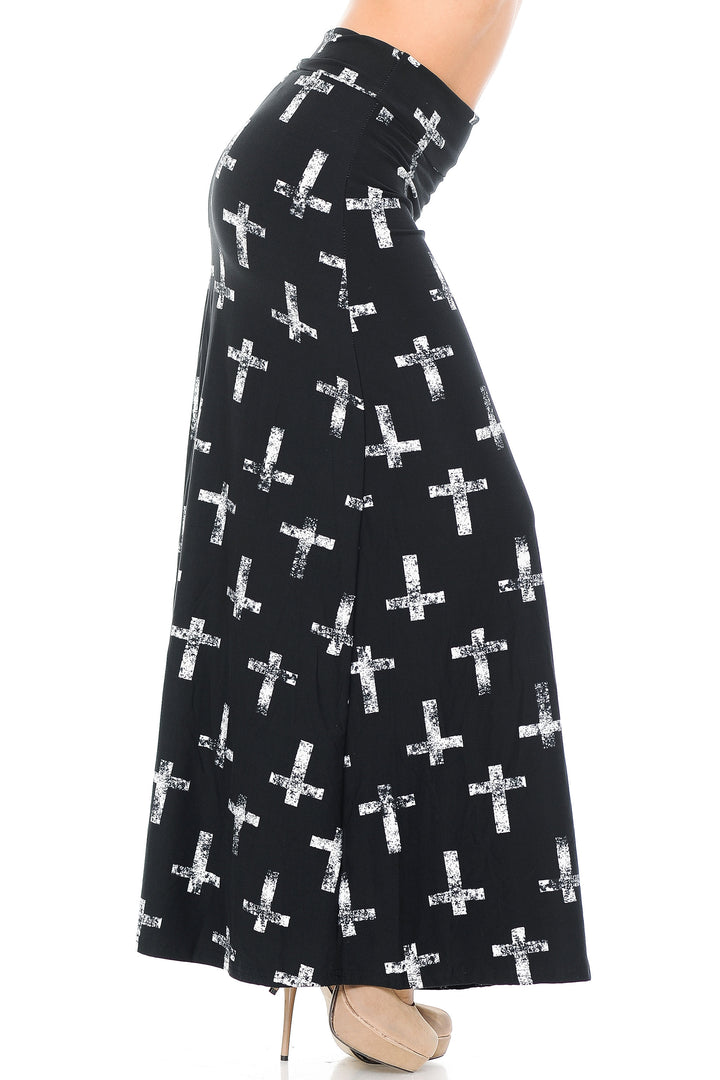 Buttery Soft Faded Cross Plus Size Maxi Skirt