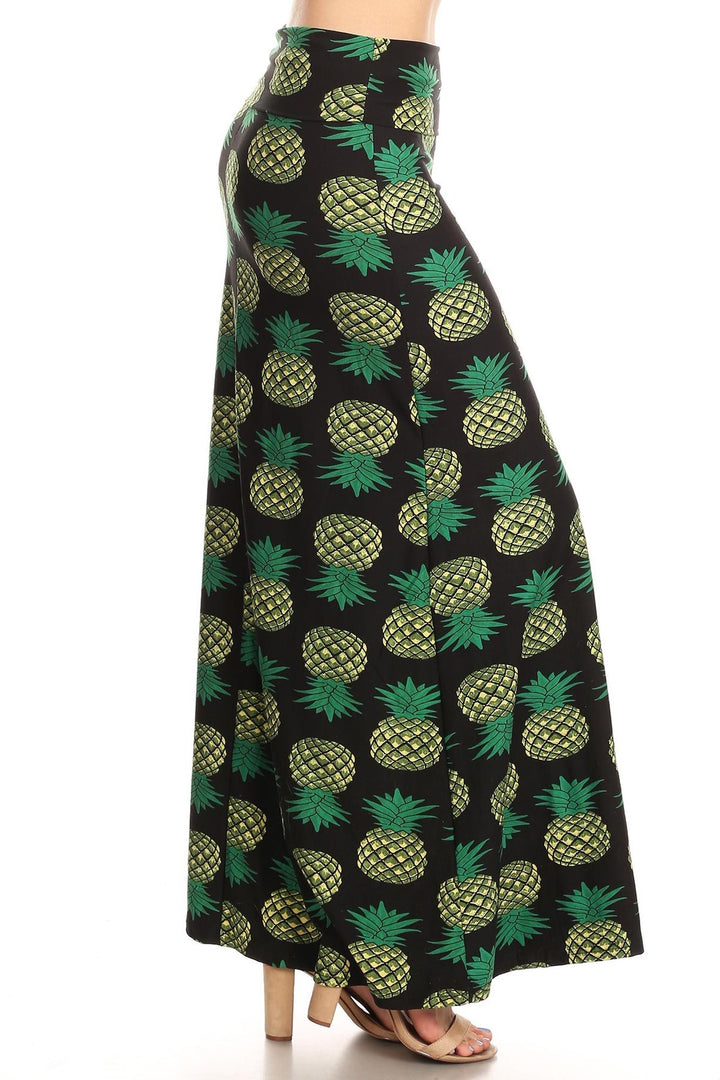 Buttery Soft Green Pineapple Plus Size Maxi Skirt