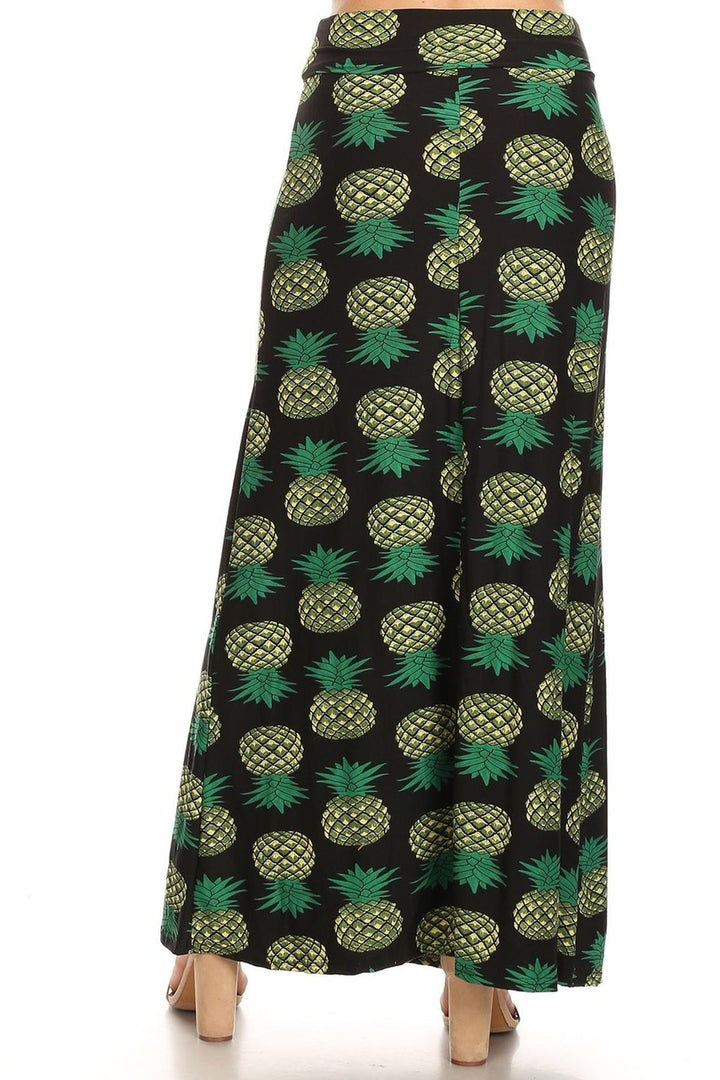 Buttery Soft Green Pineapple Plus Size Maxi Skirt