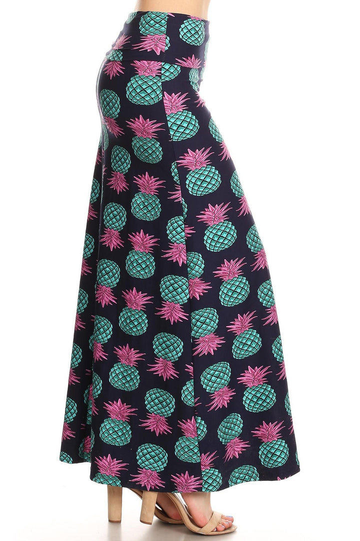 Buttery Soft Teal Pineapple Plus Size Maxi Skirt