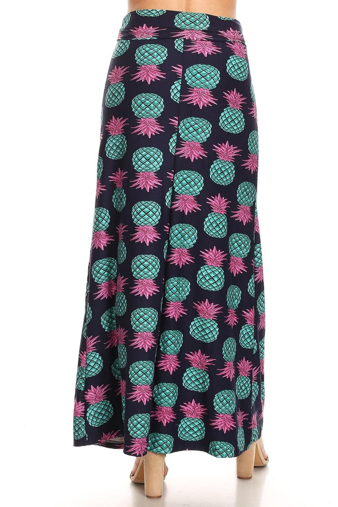 Buttery Soft Teal Pineapple Plus Size Maxi Skirt