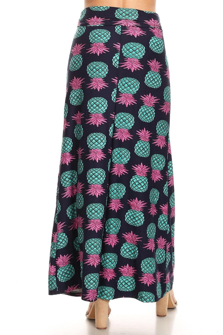 Buttery Soft Teal Pineapple Plus Size Maxi Skirt