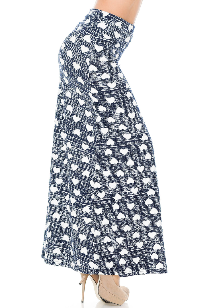 Buttery Soft Rustic Hearts Plus Size Maxi Skirt