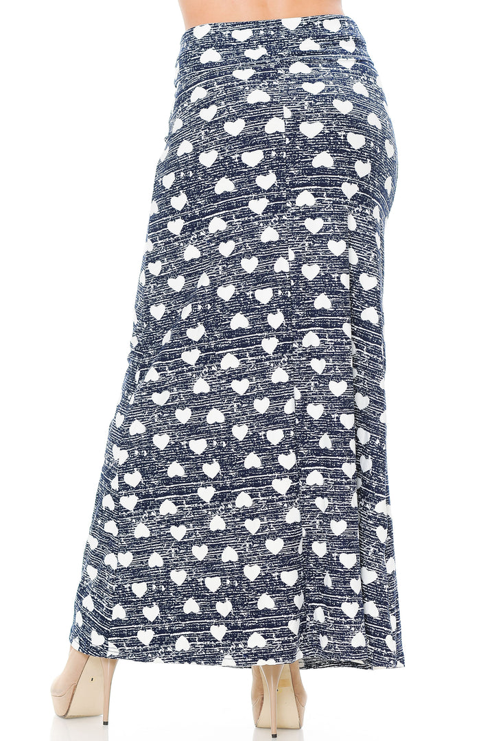 Buttery Soft Rustic Hearts Plus Size Maxi Skirt