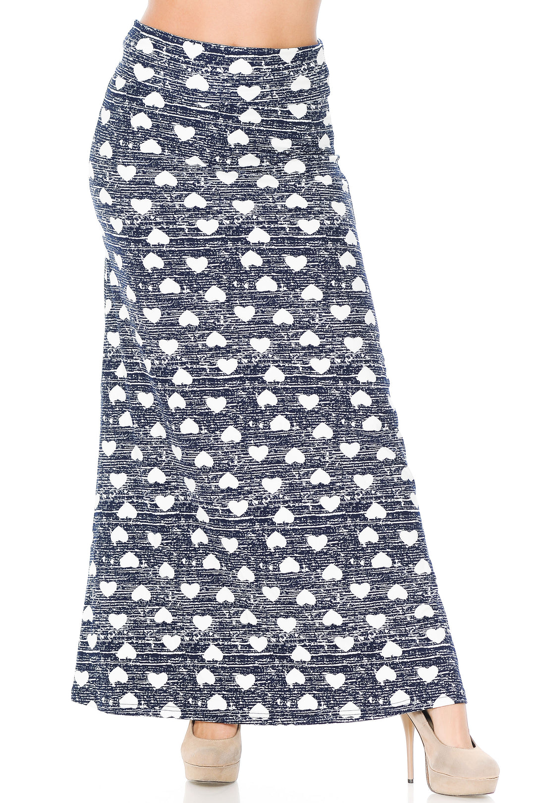 Buttery Soft Rustic Hearts Plus Size Maxi Skirt